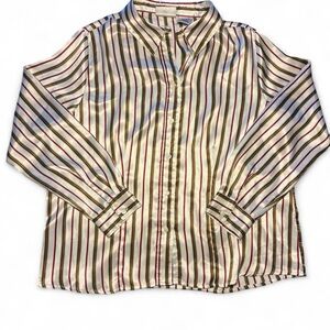 Kathie Lee Collection Striped Blouse - Cream, Red, Black